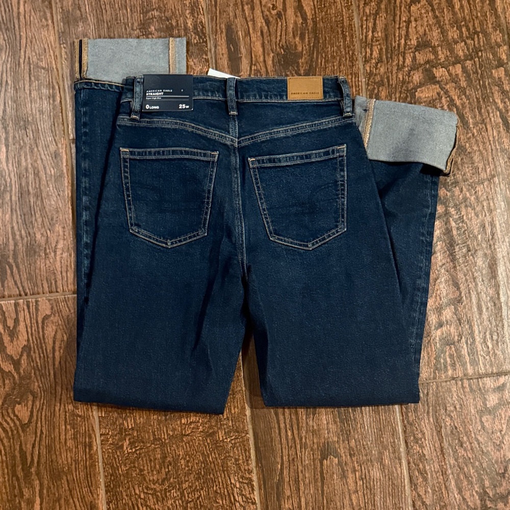 American Eagle Outfitters Super High Rise Straight Jeans Dark Wash